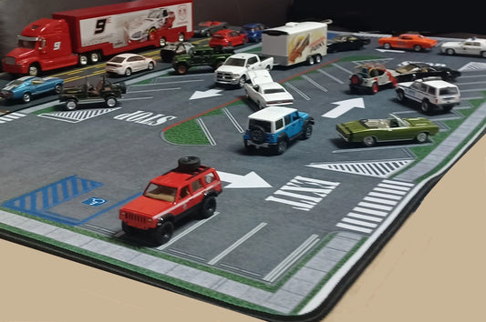 1/64 Scale LARGE Mouse Pad Parking Lot 31"x 15.5" Car Scene Diorama Display Toy